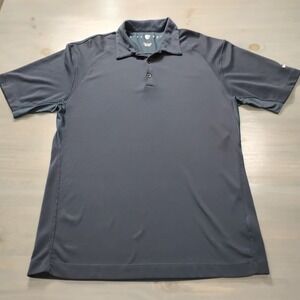 Nike Golf Polo Shirt Men's XL Navy Blue Insets White Swoosh Performance Wicking